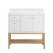 Miseno Isadore 36" Free Standing Single Basin Vanity Set with Cabinet and Stone Composite Vanity Top Bright White