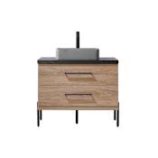 Miseno Trento 36" Free Standing Single Basin Vanity Set with Cabinet and Sintered Stone Vanity Top North American Oak / Black