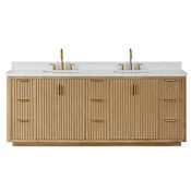 Miseno Cadiz 84" Free Standing Double Basin Vanity Set with Cabinet and Composite Stone Vanity Top Washed Ash Grey