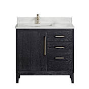 Miseno Gara 36" Free Standing Single Basin Vanity Set with Cabinet and Composite Stone Vanity Top Fir Wood Black