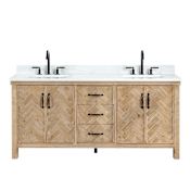Miseno Javier 72" Free Standing Double Basin Vanity Set with Cabinet and Composite Stone Vanity Top Antique Brown
