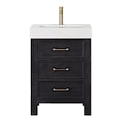 Miseno León 24" Free Standing Single Basin Vanity Set with Cabinet and Composite Stone Vanity Top Fir Wood Black
