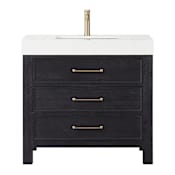 Miseno León 36" Free Standing Single Basin Vanity Set with Cabinet and Composite Stone Vanity Top Fir Wood Black