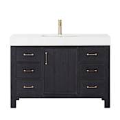 Miseno León 48" Free Standing Single Basin Vanity Set with Cabinet and Composite Stone Vanity Top Fir Wood Black
