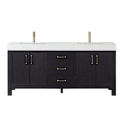Miseno León 72" Free Standing Double Basin Vanity Set with Cabinet and Composite Stone Vanity Top Fir Wood Black