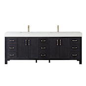 Miseno León 84" Free Standing Double Basin Vanity Set with Cabinet and Composite Stone Vanity Top Fir Wood Black