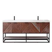 Miseno Mahon 72" Free Standing Double Basin Vanity Set with Cabinet and Composite Stone Vanity Top North American Deep Walnut