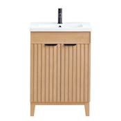 Miseno Palos 24" Free Standing Single Basin Vanity Set with Cabinet and Ceramic Vanity Top Fir Wood Brown