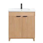 Miseno Palos 30" Free Standing Single Basin Vanity Set with Cabinet and Ceramic Vanity Top Fir Wood Brown