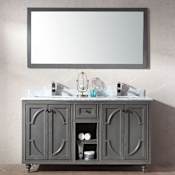 Miseno Spazio 60" Free Standing Vanity with Vanity Top, Backsplash, and Two Undermount Sinks Gray