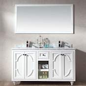 Miseno Spazio 60" Free Standing Vanity with Vanity Top, Backsplash, and Two Undermount Sinks White