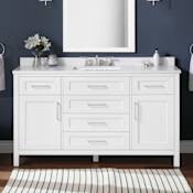 Miseno Tahoe 60" Free Standing Single Basin Vanity Set with Cabinet and Cultured Marble Vanity Top White / White Cultured Marble