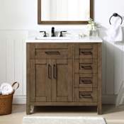 Miseno Tahoe 36" Free Standing Single Basin Vanity Set with Cabinet and Cultured Marble Vanity Top Almond Latte / White Cultured Marble