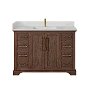 Miseno Tokyo 48" Free Standing Single Basin Vanity Set with Cabinet and Quartz Vanity Top Aged Dark Brown Oak
