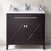 Miseno Torneo 36" Free Standing Vanity with Vanity Top and Undermount Sink Brown
