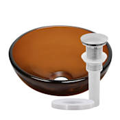Miseno Marrone 12" Circular Glass Vessel Bathroom Sink and Pop-Up Drain Assembly Brown / Brushed Nickel Drain