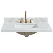 Miseno Jaen 37" Stone Vanity Top with Backsplash and Ceramic Sink Grain White