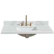 Miseno Jaen 43" Stone Vanity Top with Backsplash and Ceramic Sink Grain White