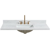 Miseno Jaen 49" Stone Vanity Top with Backsplash and Ceramic Sink Grain White