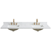 Miseno Jaen 73" Stone Vanity Top with Backsplash and Ceramic Sink Grain White