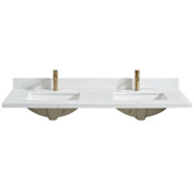 Miseno Malaga 61" Stone Vanity Top with Backsplash and Ceramic Sink Grain White