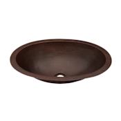 Miseno Oval 14" Copper Drop-In or Undermount Bathroom Sink Hand-Hammered Antique Copper