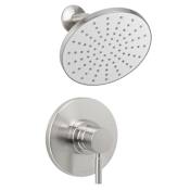 Miseno Mia Shower Trim Package with Single Function Rain Shower Head - Includes Rough-In Brushed Nickel