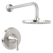 Miseno Bella Pressure Balanced Shower Trim with 2.0 Rain Shower Head and Wall Mounted Rain Shower Arm Brushed Nickel
