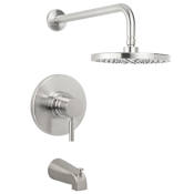 Miseno Mia Tub and Shower Trim Package with Single Function Rain Shower Head - Eco Friendly PVD Brushed Nickel
