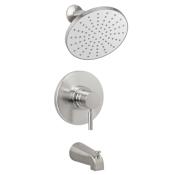 Miseno Mia Tub and Shower Trim Package with Single Function Rain Shower Head - Includes Rough-In Brushed Nickel