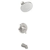 Miseno Bella Pressure Balanced Tub and Shower Trim with 2.0 GPM Rain Shower Head, Tub Spout, and Standard Shower Arm Brushed Nickel