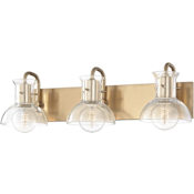 Mitzi Riley 3 Light 24" Wide Wall Sconce with Clear Glass Shades Aged Brass
