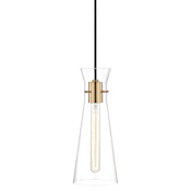 Mitzi Anya Single Light 5-1/2" Wide Mini Pendant with Clear Shade Aged Brass
