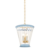 Mitzi Lucretia 3 Light 13" Wide Pendant Aged Brass / Soft Arctic Blue