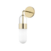 Mitzi Emilia Single Light 15" High LED Wall Sconce with Clear Top Opal Bottom Shade Polished Brass