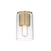 Mitzi Lula Single Light 5-1/4" Wide Semi-Flush Ceiling Fixture with Clear Shade Aged Brass