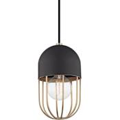 Mitzi Haley Single Light 5-1/2" Wide Mini Pendant with Metal Cage Aged Brass
