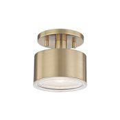 Mitzi Nora Single Light 5-1/4" Wide LED Semi-Flush Ceiling Fixture with Clear Shade Aged Brass