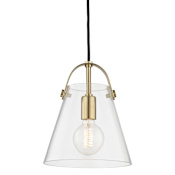 Mitzi Karin Single Light 9" Wide Mini Pendant with Clear Shade Aged Brass