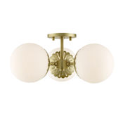 Mitzi Paige 3 Light 17-1/2" Wide Semi-Flush Ceiling Fixture Aged Brass