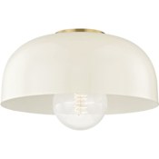 Mitzi Avery Single Light 14" Wide Semi-Flush Ceiling Fixture Aged Brass / Cream