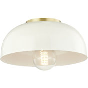 Mitzi Avery Single Light 11" Wide Semi-Flush Ceiling Fixture Aged Brass / Cream