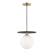 Mitzi Ellis Single Light 10-1/4" Wide LED Pendant Aged Brass / Black