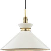 Mitzi Kiki Single Light 18" Wide Pendant Aged Brass / Cream