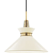 Mitzi Kiki Single Light 14" Wide Pendant Aged Brass / Cream