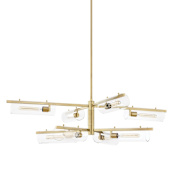 Mitzi Ariel 8 Light 53" Wide Chandelier with Clear Glass Shades Aged Brass