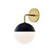 Mitzi Renee 12" Tall Wall Sconce with Frosted Glass Shade Aged Brass / Black