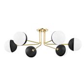 Mitzi Renee 5 Light 40" Wide Semi-Flush Ceiling Fixture Aged Brass / Black