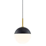 Mitzi Renee 7" Wide Single Pendant with Frosted Glass Shade Aged Brass / Black