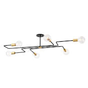 Mitzi Jena 6 Light 41" Wide Semi-Flush Ceiling Fixture Aged Brass / Textured Black
